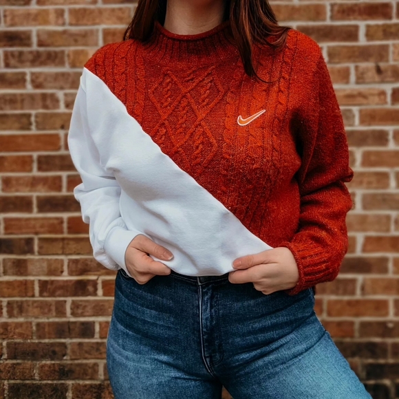 Vintage textured sweater x crewneck with Nike patch - Picture 1 of 4